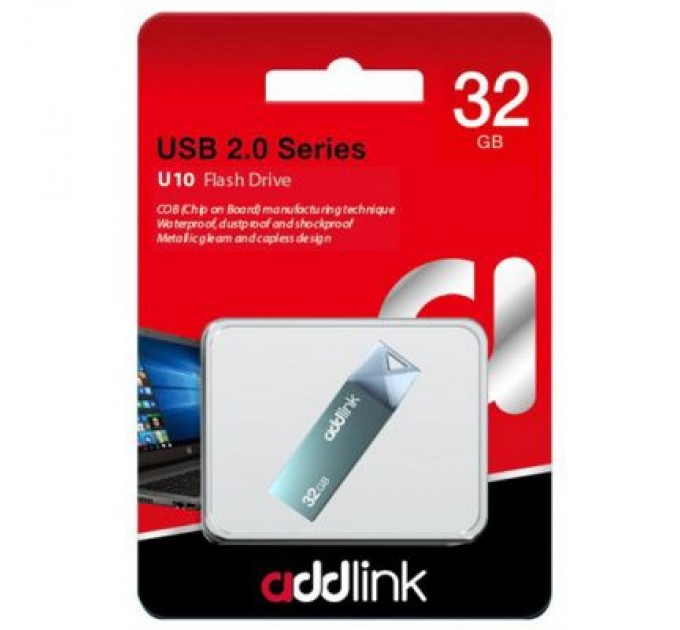 AddLink USB флеш накопичувач AddLink 32GB U10 Blue USB 2.0 (ad32GBU10B2)