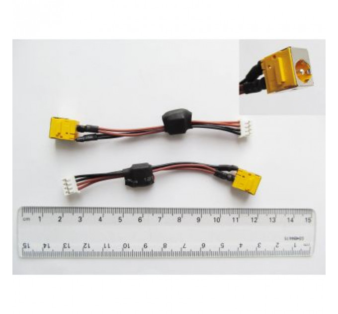 Роз'єм живлення ноутбука з кабелем для Acer PJ047G (5.5mm x 1.7mm), 4-pin, 10 см Универсальный (A49020)