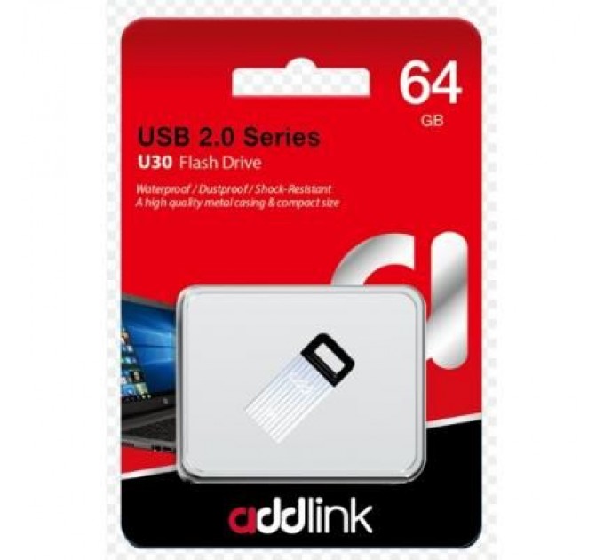 AddLink USB флеш накопичувач AddLink 64GB U30 Silver USB 2.0 (ad64GBU30S2)