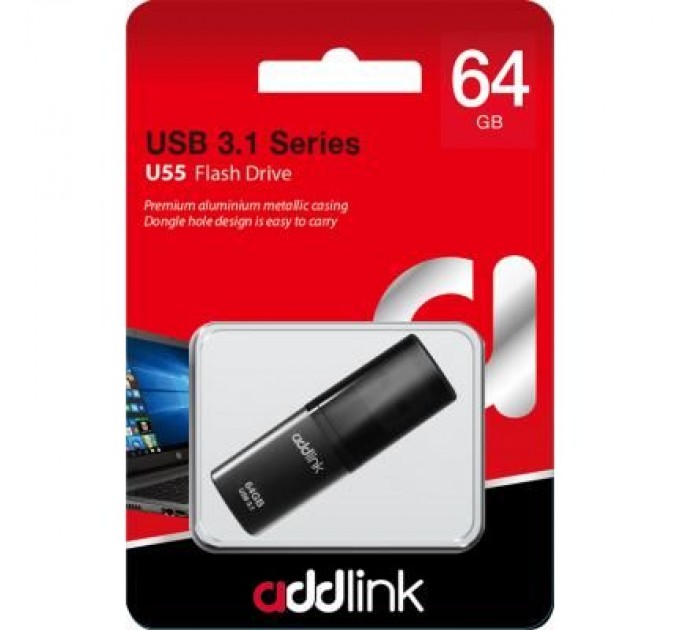 AddLink USB флеш накопичувач AddLink 64GB U55 Black USB 3.1 (ad64GBU55B3)