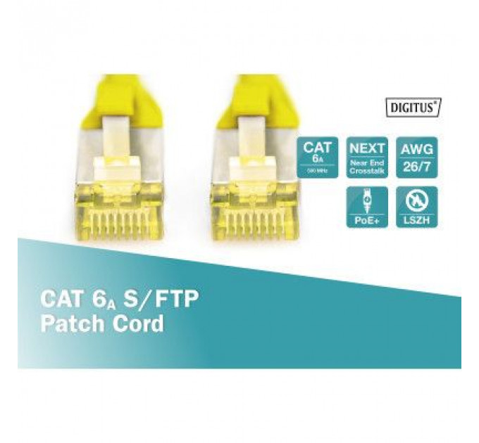 Патч-корд 1м, CAT 6a S-FTP, AWG 26/7, Cu, LSZH, yellow Digitus (DK-1644-A-010/Y)