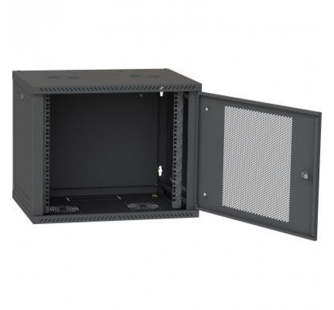 Шафа настінна Ipcom 9U, 600*450, перфорація, RAL9005 (СН-9U-060х045-ДП-9005)