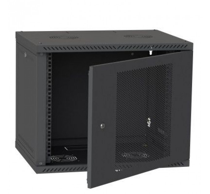 Шафа настінна Ipcom 9U, 600*450, перфорація, RAL9005 (СН-9U-060х045-ДП-9005)