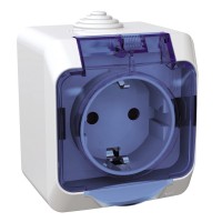 Розетка Schneider Electric CEDAR 2К+С зі шторками та прозорою кришкою белая IP44 (WDE000543)