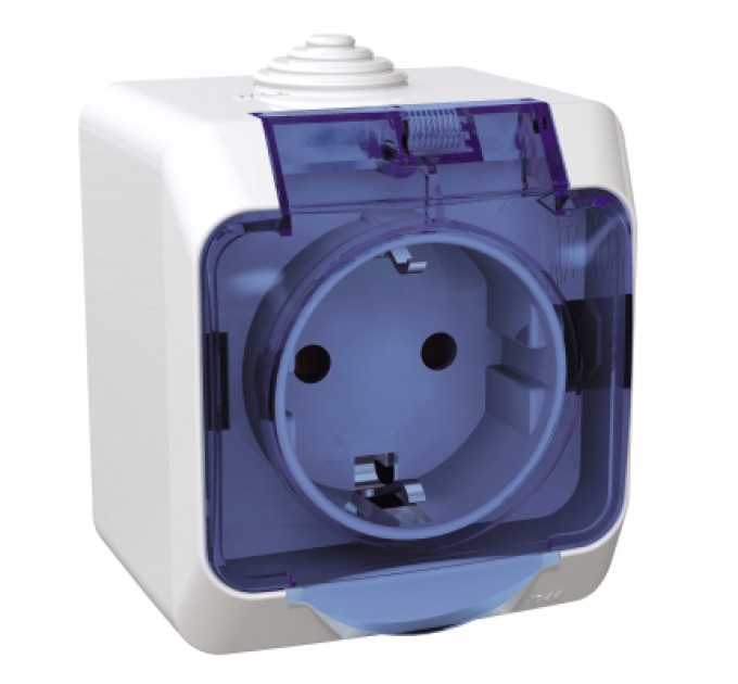 Schneider Electric Розетка Schneider Electric CEDAR 2К+С зі шторками та прозорою кришкою белая IP44 (WDE000543)