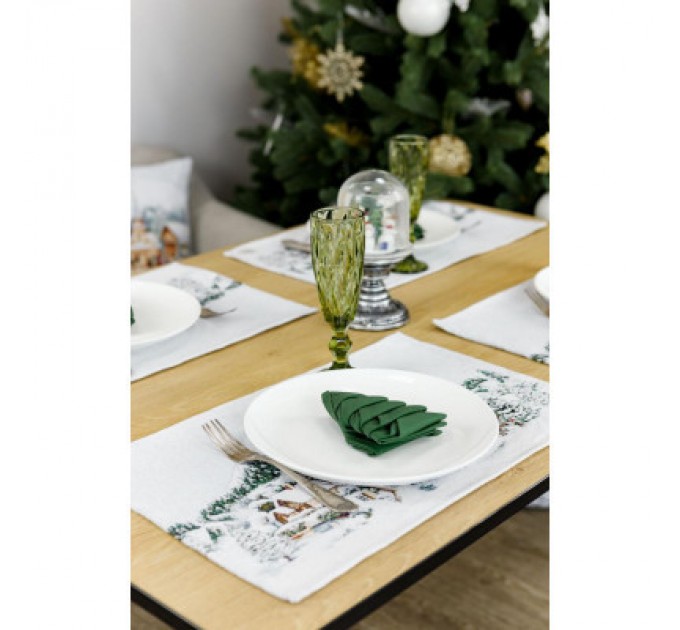 Прованс Серветка на стіл Прованс гобеленова з велюром Зимове місто 30х50 см (4823093450479)