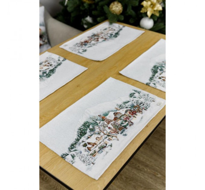 Прованс Серветка на стіл Прованс гобеленова з велюром Зимове місто 30х50 см (4823093450479)