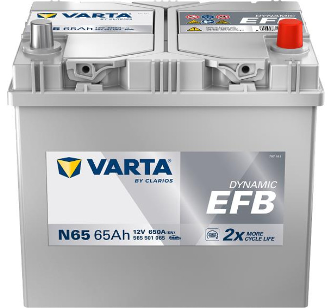 Varta Акумулятор автомобільний Varta Blue Dynamic EFB 65Ah ASIA Ев (-/+) (650EN) (565501065)