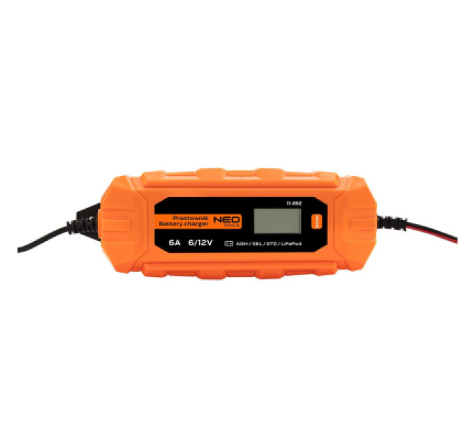 Neo Tools Зарядний пристрій для автомобільного акумулятора Neo Tools 6А/100Вт, 3-150Ач, для кислотних/AGM/GEL (11-892)
