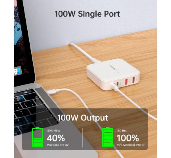 Choetech Зарядний пристрій Choetech GaN 2 USB-A / 2 USB-C 100W QC3.0/PD/PPS (PD8008-EU-WH)