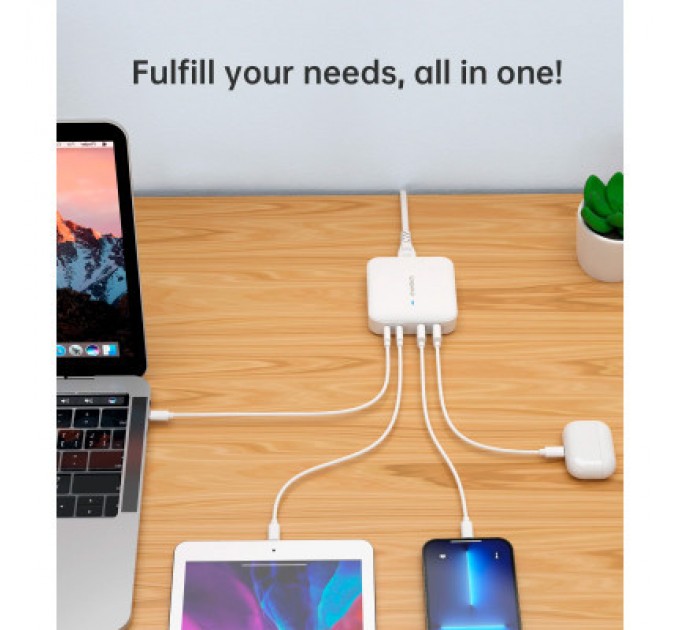 Choetech Зарядний пристрій Choetech GaN 2 USB-A / 2 USB-C 100W QC3.0/PD/PPS (PD8008-EU-WH)