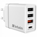 Verbatim Зарядний пристрій Verbatim USB 30W PD3.0 4-ports white (49701)