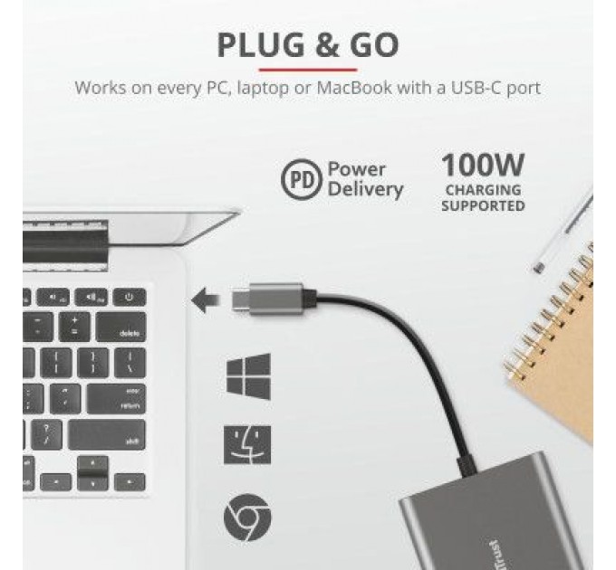 Trust Концентратор Trust Dalyx 3-in-1 Multiport USB-C (23772)