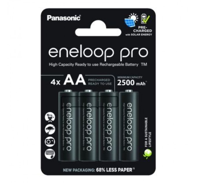 Panasonic Акумулятор Panasonic AA Eneloop 2500mAh Pro NI-MH * 4 + Сase (BK-3HCDEC4CP)