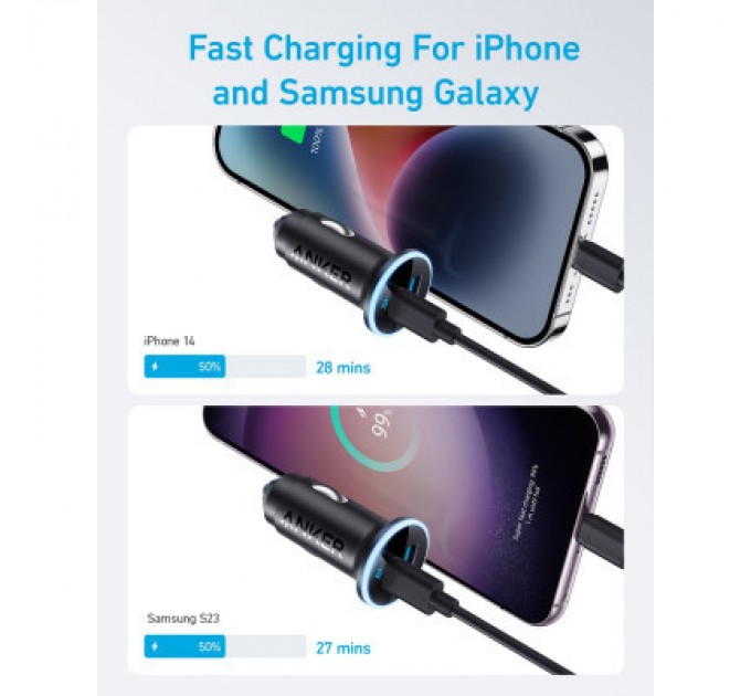 Anker Зарядний пристрій Anker PowerDrive 323 30W PD + 22.5W USB-A Black (A2735G11)