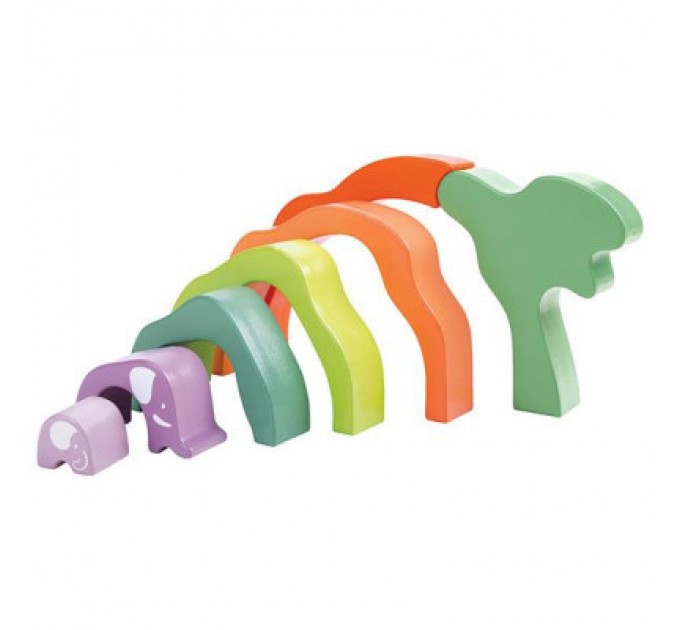 Hape Розвиваюча іграшка Hape дерев'яна пірамідка Слоненя (E0489)