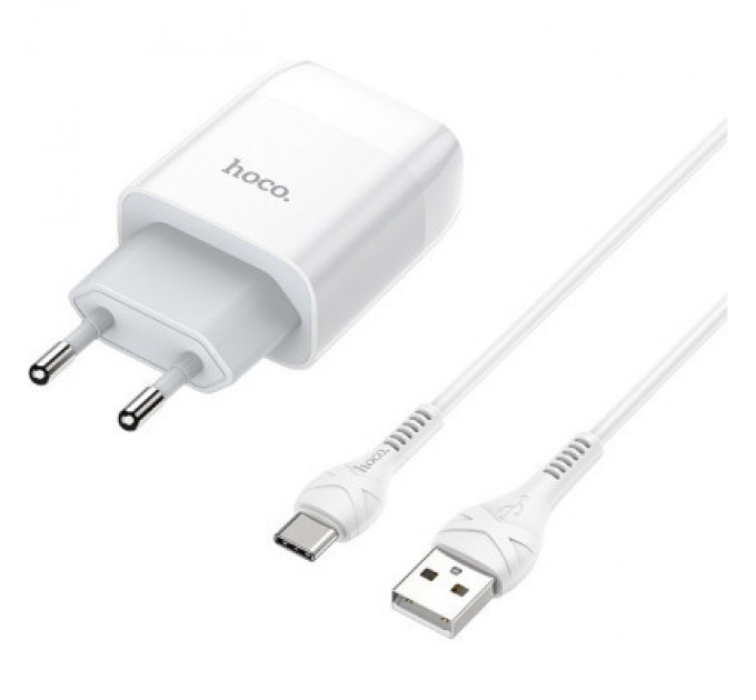 HOCO Зарядний пристрій HOCO C73A Glorious dual port charger set(Type-C) White (6931474713070)