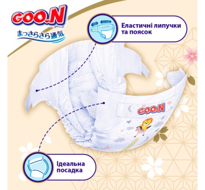 GOO.N Підгузки GOO.N Premium Soft 3-6 кг Розмір 2 S на липучках 70 шт (F1010101-153)