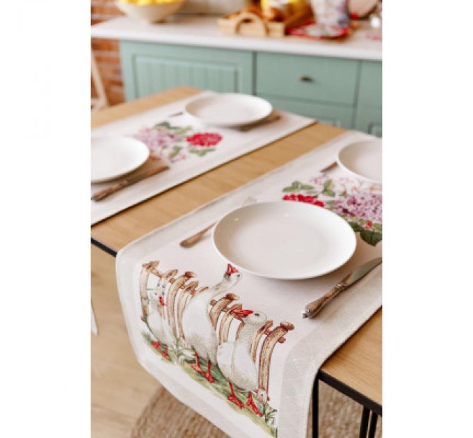 Прованс Доріжка на стіл Прованс гобеленова Велекодня Гуси 40х140 см (034163)