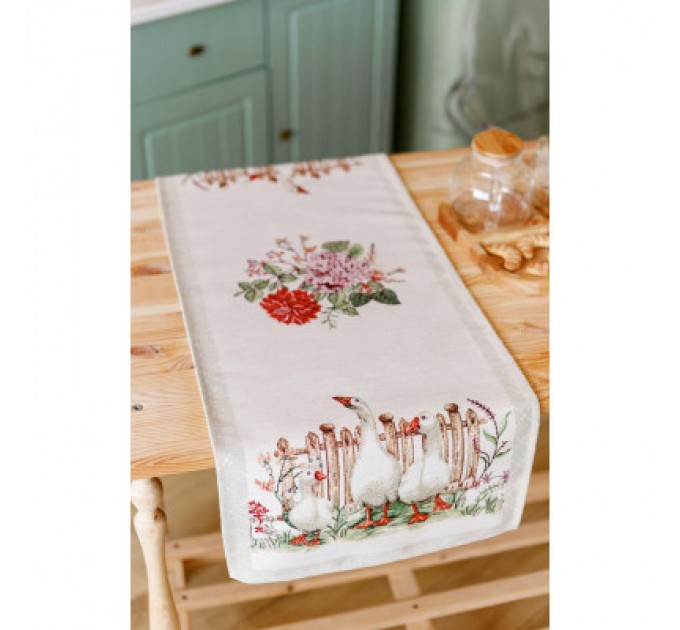 Прованс Доріжка на стіл Прованс гобеленова Велекодня Гуси 40х140 см (034163)