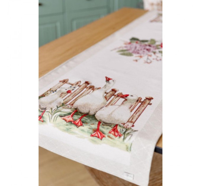 Прованс Доріжка на стіл Прованс гобеленова Велекодня Гуси 40х140 см (034163)