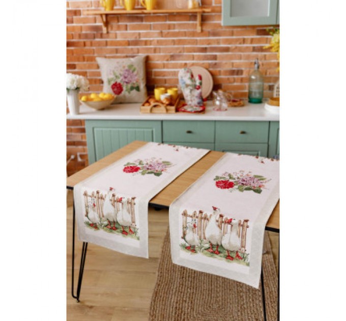Прованс Доріжка на стіл Прованс гобеленова Велекодня Гуси 40х140 см (034163)