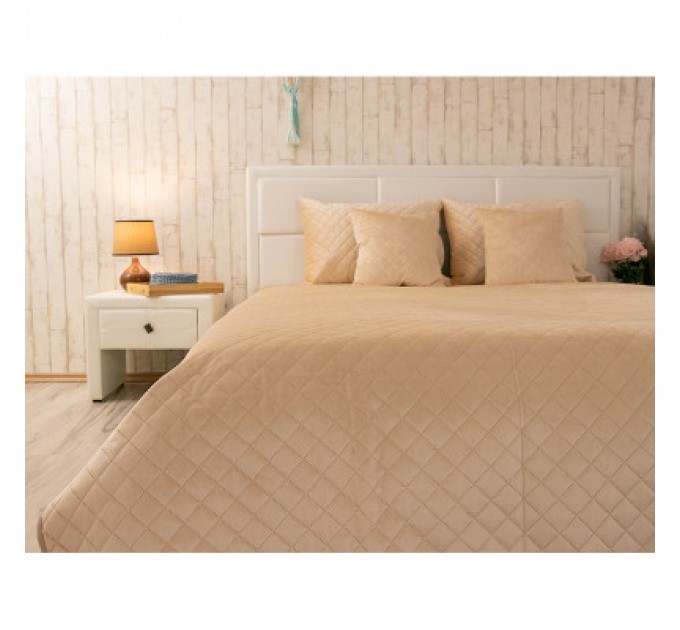 Руно Покривало Руно двостороннє декоративне Velour Beige ромб 220х240 см (330.55_Beige ромб)