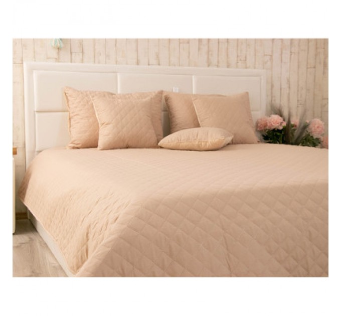Руно Покривало Руно двостороннє декоративне Velour Beige ромб 220х240 см (330.55_Beige ромб)