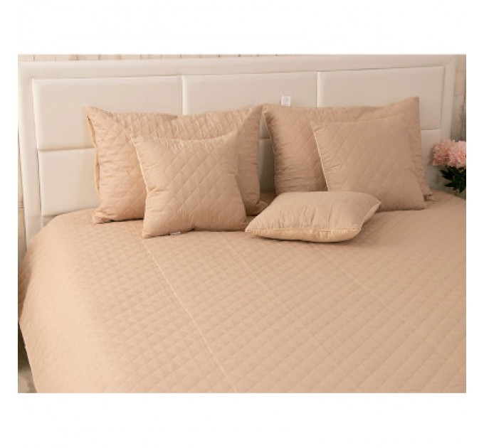 Руно Покривало Руно двостороннє декоративне Velour Beige ромб 220х240 см (330.55_Beige ромб)