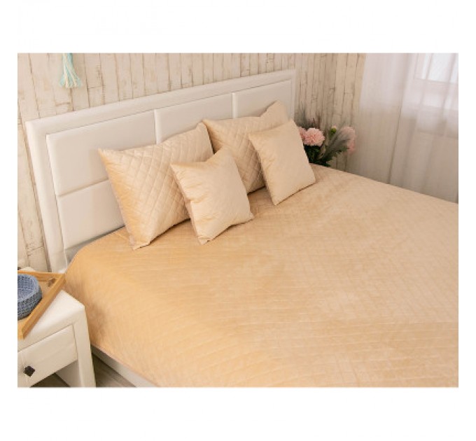 Руно Покривало Руно двостороннє декоративне Velour Beige ромб 220х240 см (330.55_Beige ромб)