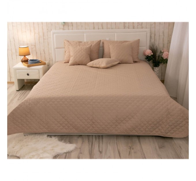 Руно Покривало Руно двостороннє декоративне Velour Beige ромб 220х240 см (330.55_Beige ромб)