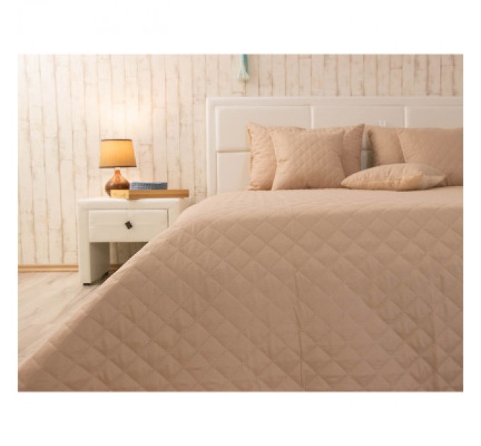 Руно Покривало Руно двостороннє декоративне Velour Beige ромб 220х240 см (330.55_Beige ромб)