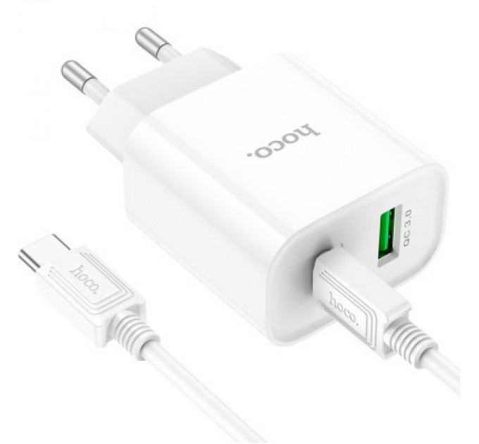 HOCO Зарядний пристрій HOCO C80A Plus Rapido PD20W+QC3.0 charger set(C to C) White (6931474779908)