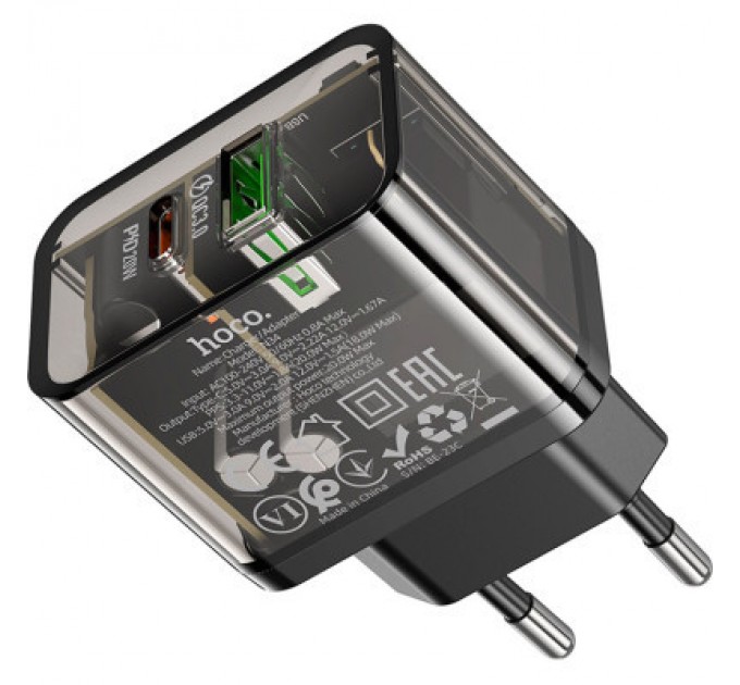 HOCO Зарядний пристрій HOCO N34 Dazzling dual-port Black (6931474799166)