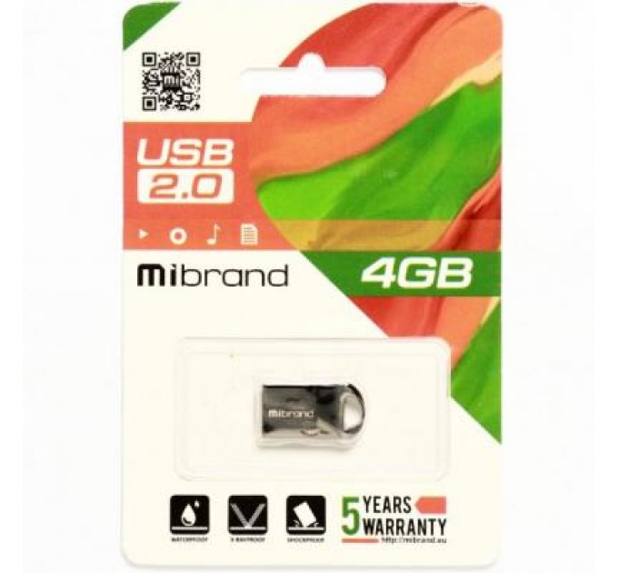 Mibrand USB флеш накопичувач Mibrand 4GB Hawk Black USB 2.0 (MI2.0/HA4M1B)
