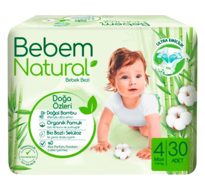Bebem Підгузки Bebem Natural 4 maxi 7-14 кг 30 шт (8690536806027)
