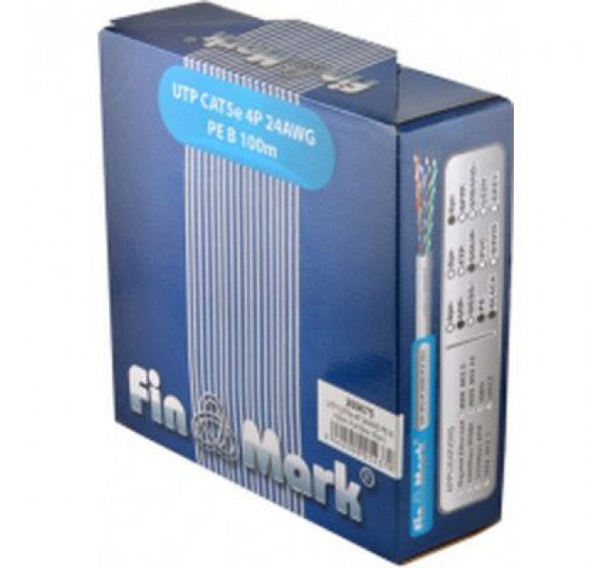Кабель мережевий FinMark UTP 100м CAT5e 4P 24AWG PE B Pull Box (269675)