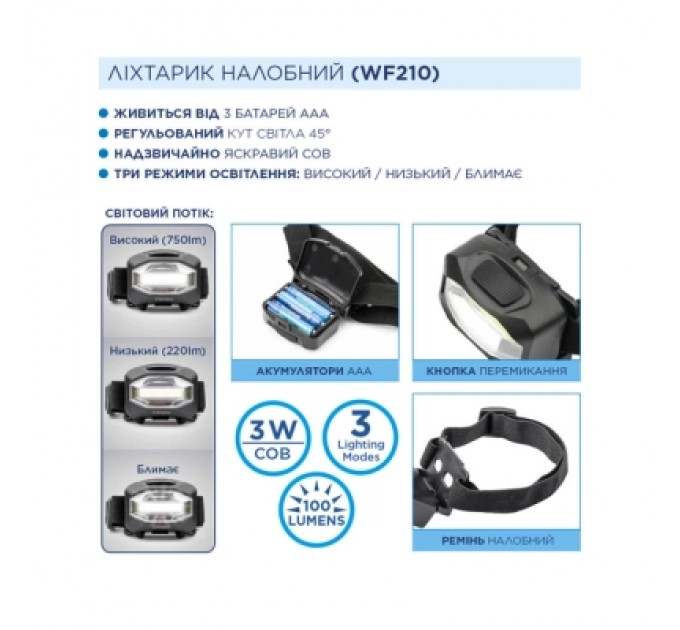 Westinghouse Ліхтар Westinghouse 3W LED WF210 + 3 х AAA LR03 (WF210-3LR03NDB)