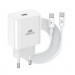 RivaCase Зарядний пристрій RivaCase 1xUSB Type-C PD 20 Вт кабель Type-C white (PS4101 WD4 (White))