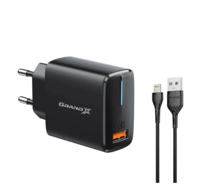 Grand-X Зарядний пристрій Grand-X Quick Charge QС3.0 + cableUSB-Lightning (CH-550BL)