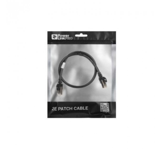 Патч-корд 0.50м S/FTP Cat 6 CU PVC 26AWG 7/0.16 black 2E (2E-PC6SFTPCOP-050BK)