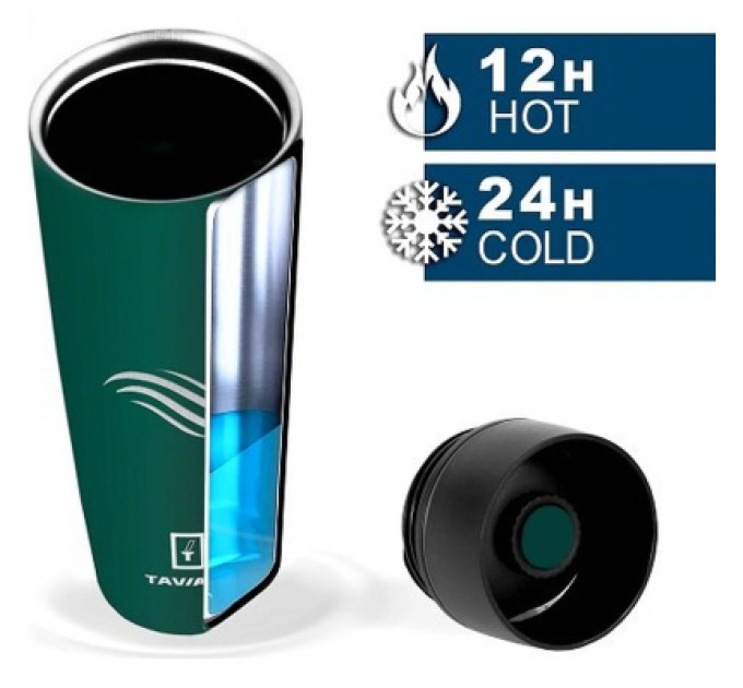 Tavialo Термокружка Tavialo матовий зелений колір + 2 ущільнювальних кільця 460 мл (190460108)