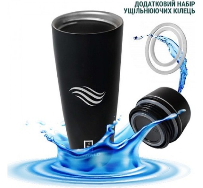 Tavialo Термокружка Tavialo матовий чорний колір + 2 ущільнювальних кільця 460 мл (190460101)