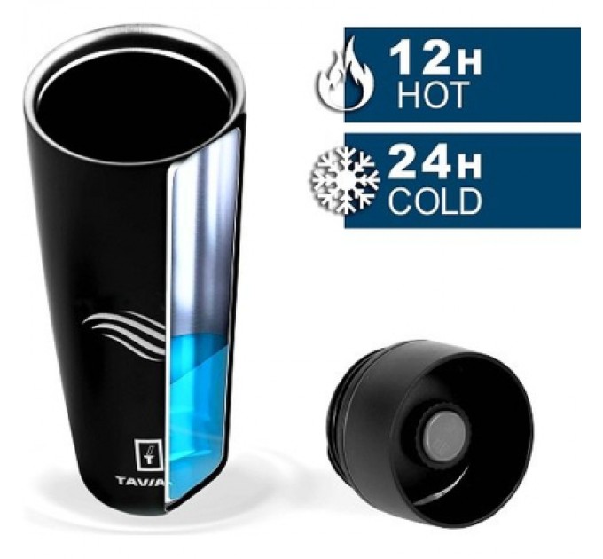 Tavialo Термокружка Tavialo матовий чорний колір + 2 ущільнювальних кільця 460 мл (190460101)