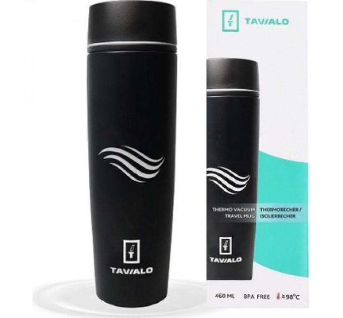 Tavialo Термокружка Tavialo матовий чорний колір + 2 ущільнювальних кільця 460 мл (190460101)
