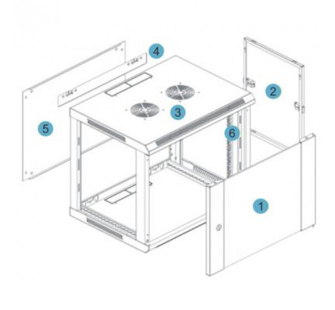 Шафа настінна Kingda 12U 19" 600x600 RAL9004 (KD-007-6612)