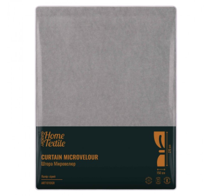 Ardesto Штора Ardesto мікровелюр 100% поліестер, 150х270 см сірий (ART1010GR)