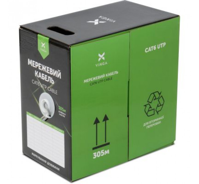 Кабель мережевий Vinga UTP Cat6 CCA 4 pairs 305 m (VCDCU6CA305)