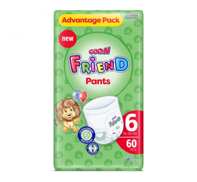 GOO.N Підгузки GOO.N Friend Трусики 15-25 кг Розмір 6 60 шт (F1010117-006)