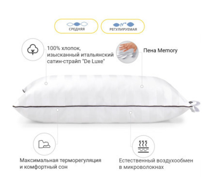 MirSon Подушка MirSon 1490 Royal Pearl Hand Made memory effekt Середня 40х60 см (2200001539679)
